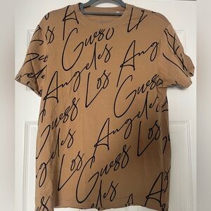 Guess Men's Brown Script Tee
